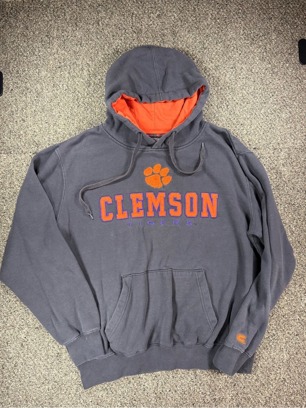 Colosseum Gray Hoodie with Orange Lining - Clemson Tigers Logo